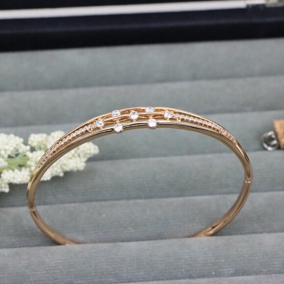 Rose Gold Bangle with Double Row Sparkling Stones, XPBL0511 - Picture 12 of 12
